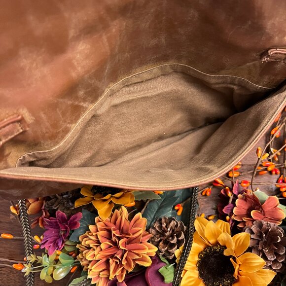 Deux Lux woven cross body bag medium brown chain strap vegan leather - Picture 4 of 4